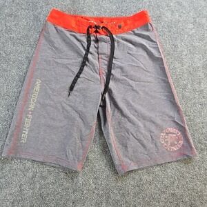 American Fighter Board Shorts Mens Size 30 Light Grey Drawstring  Logo